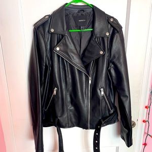 Faux Leather Motorcycle Jacket: Forever 21 1X